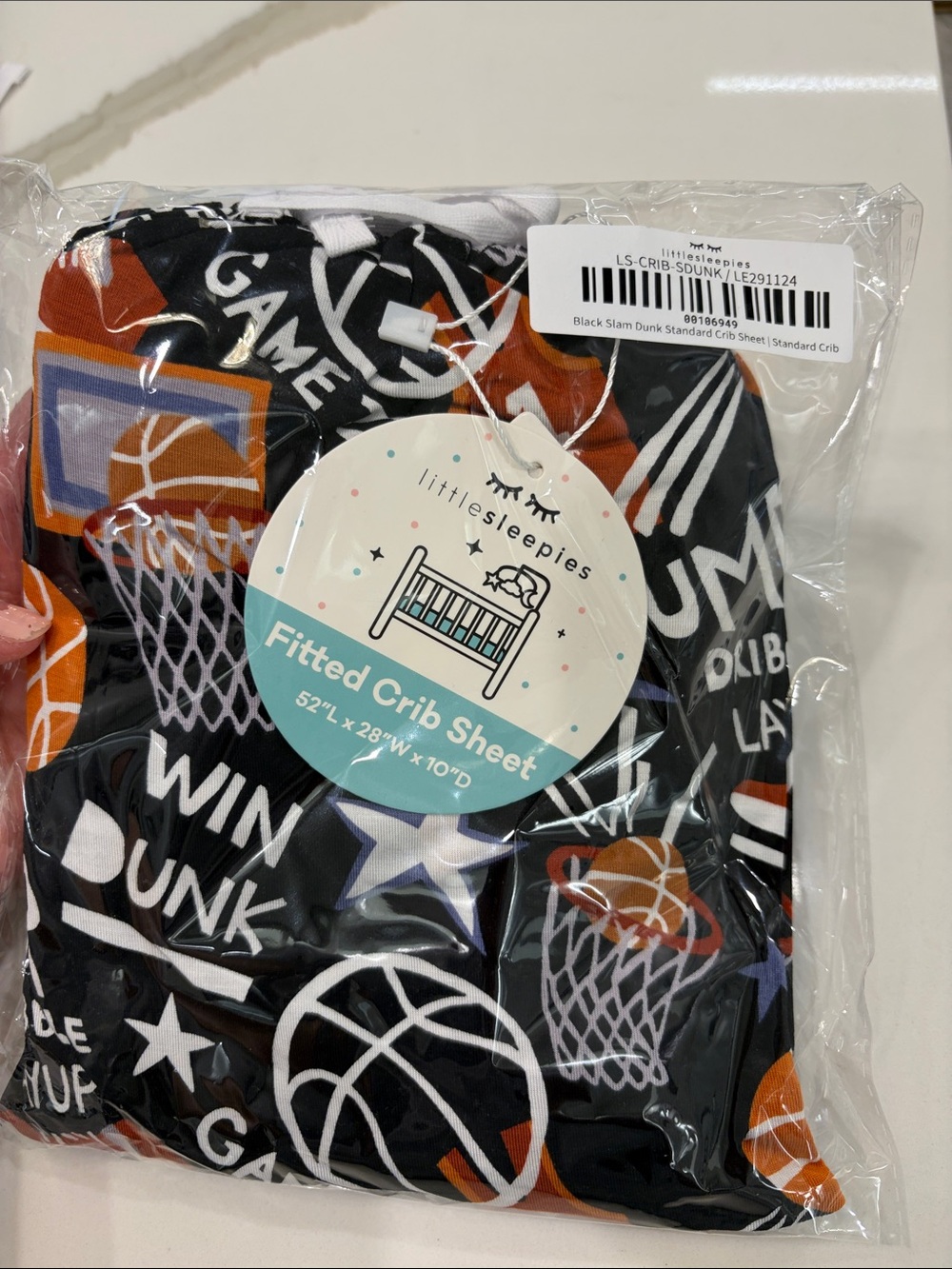 Little Sleepies Black Basketball Print Fitted Crib Sheet - standard crib